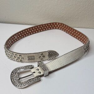 B.B. Simon Silver and White Crystal Belt